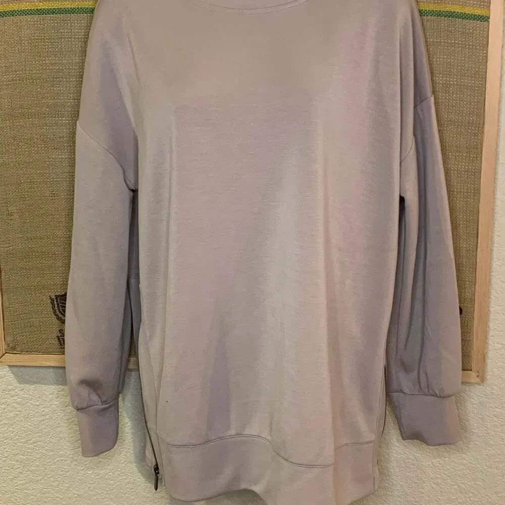 Sage Collective Women's Mauve Scuba Cozy Pullover Oversized Side Zip Sweatshirt